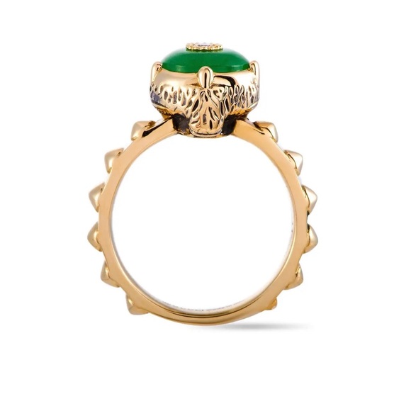GUCCI Le Marches Des Merveilles 18K Yellow Gold, Jade And Diamond Ring - Picture 6 of 15